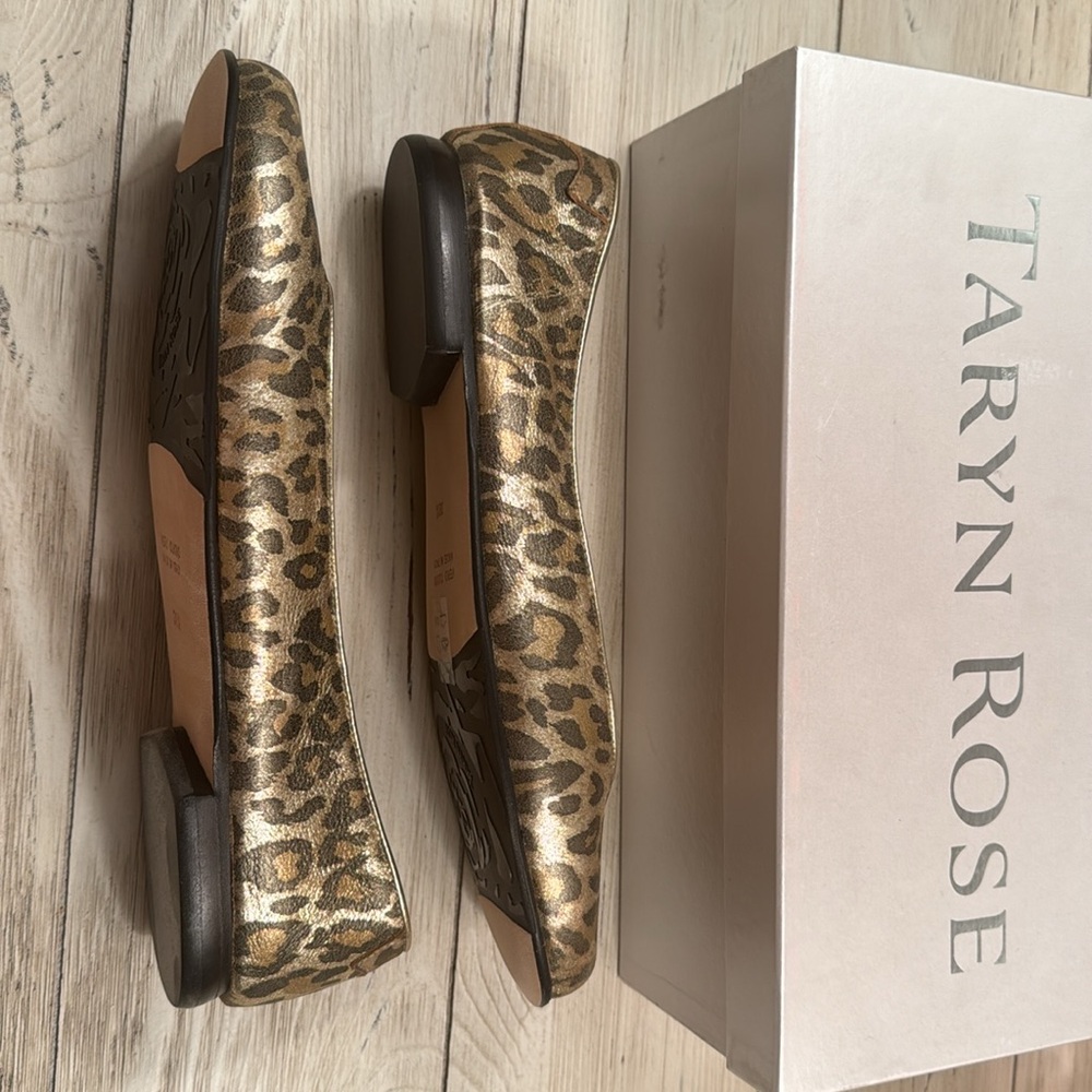 Gold Taryn Rose  Branda-Napa Silk Flats. - Picture 4 of 8